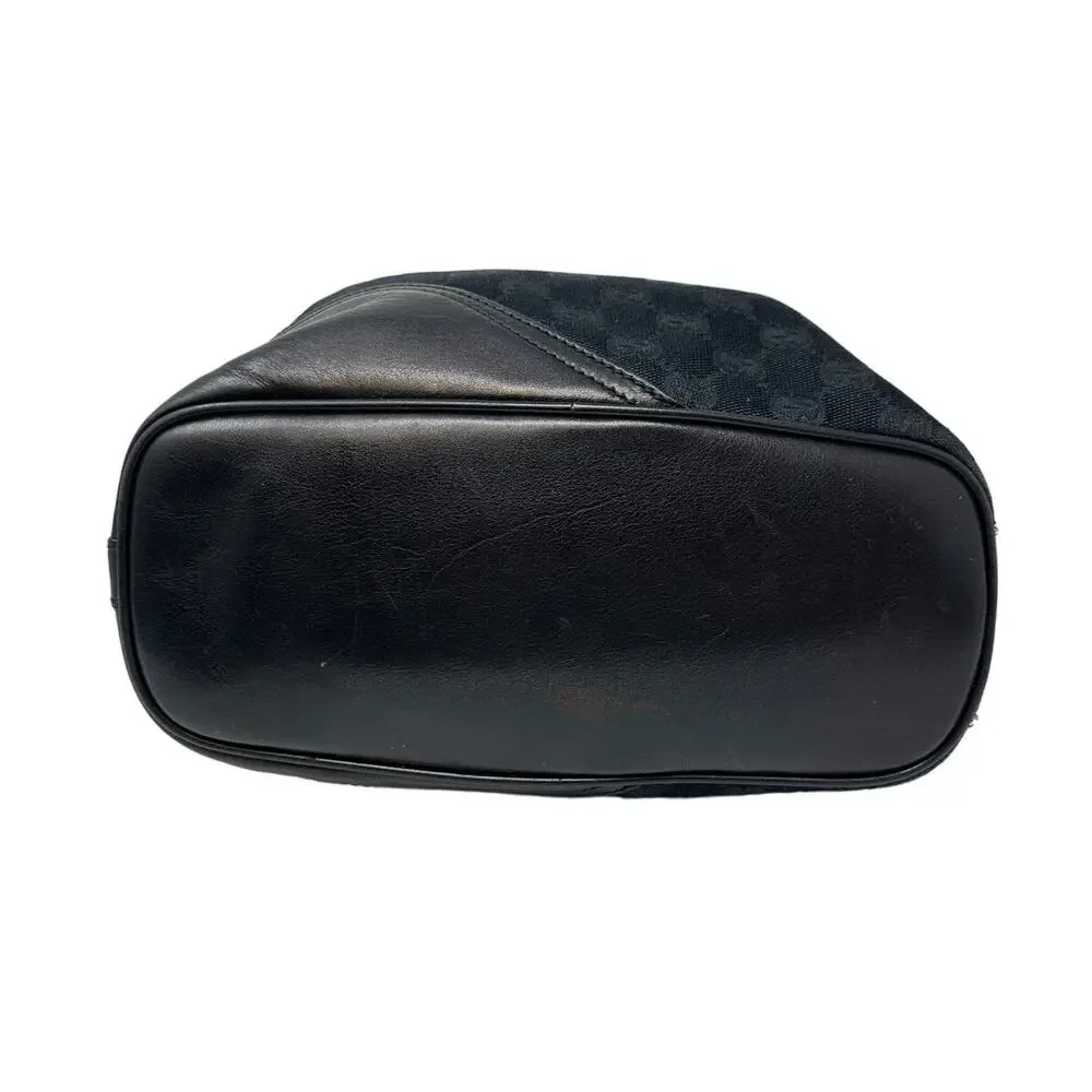 Gucci Medium Britt Hobo Shoulder Bag Black Monogrammed Canvas Gold Tone Hardware